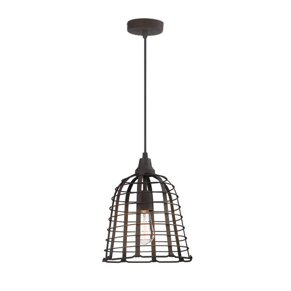 # 61130-11, One-Light Hanging Mini Pendant Ceiling Light, Transitional Design in Rust Finish, 10