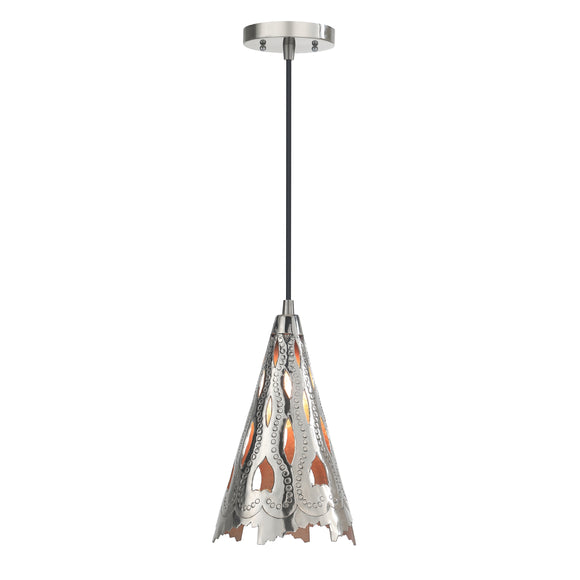 # 61132-11, One-Light Hanging Mini Pendant Ceiling Light, Transitional Design in Nickel Finish, 7 3/4