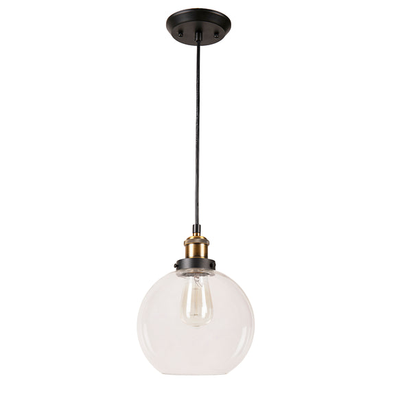 # 61142-11 Adjustable 1 Light Indoor Pendant Light, Clear Glass / Antique Bronze w/ Warm Brass Finish, 8