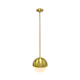 # 61147-11 Adjustable 1 Light Indoor Pendant Light, Metal w/ Opal Glass / Brushed Brass Finish, 10" W x 48-5/8" H, 1 Pack