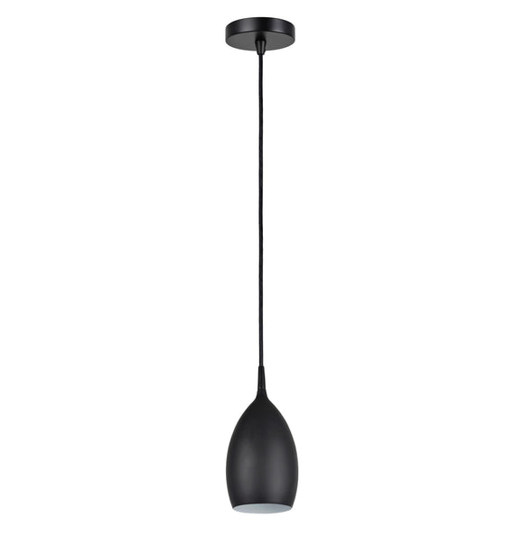 # 61149-11 Adjustable 1 Light Hanging Mini Pendant Ceiling Light, Transitional Design in a Black Finish, Metal Shade, 4 1/4