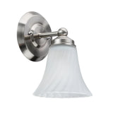 # 62004 One-Light Metal Bathroom Vanity Wall Light Fixture, 23" W, Transitional Design, Satin Nickel with Satin Etched Swirl Glass