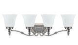 # 62023-2 Four-Light Metal Bathroom Vanity Wall Light Fixture, 30" W , Transitional Design in Satin Nickel with Frosted Glass