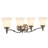 # 62023-3 Four-Light Metal Bathroom Vanity Wall Light Fixture, 30" Wide, Transitional Design in Antique Brass with Frosted Glass Shade