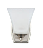 # 62052 One-Light Metal Bathroom Vanity Wall Light Fixture, 4 3/4" W, Transitional Design, Brushed Nickel with Etched White Glass