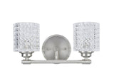 # 62057 Two-Light Metal Bathroom Vanity Wall Light Fixture, 14 1/2" Wide, Transitional Design in Brushed Nickel with Clear Glass