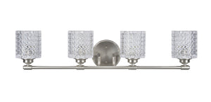 # 62059 Four-Light Metal Bathroom Vanity Wall Light Fixture, 31 1/2" Wide, Transitional Design in Brushed Nickel with Clear Glass