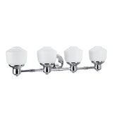 # 62079 Four-Light Metal Bathroom Vanity Wall Light Fixture, 29 1/2" Wide, Transitional Design in Chrome with Frosted Opal Glass Shade