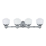 # 62079 Four-Light Metal Bathroom Vanity Wall Light Fixture, 29 1/2" Wide, Transitional Design in Chrome with Frosted Opal Glass Shade
