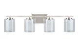 # 62104 Four-Light Metal Bathroom Vanity Wall Light Fixture, 32" Wide, Transitional Design in Satin Nickel with Clear Glass Shade