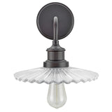 # 62105 One-Light Metal Bathroom Vanity Wall Light Fixture, 9 1/2" Wide, Transitional Design in Oil Rubbed Bronze with Clear Glass Shade