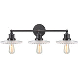 # 62107 Three-Light Metal Bathroom Vanity Wall Light Fixture, 38" Wide, Transitional Design in Oil Rubbed Bronze with Clear Glass Shade