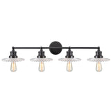 # 62108 Four-Light Metal Bathroom Vanity Wall Light Fixture, 38" Wide, Transitional Design in Oil Rubbed Bronze with Clear Glass Shade