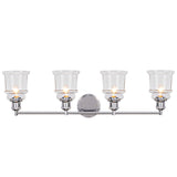 # 62126 Four-Light Metal Bathroom Vanity Wall Light Fixture, 33" Wide, Transitional Design in Chrome with Clear Glass Shade