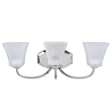 # 62132 Three-Light Metal Bathroom Vanity Wall Light Fixture, 21 1/4" Wide, Transitional Design in Chrome with Frosted Glass Shade