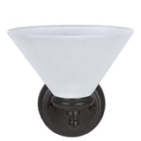 # 62145 One-Light Metal Bathroom Vanity Wall Light Fixture, 6-1/2" Wide, Transitional Design in Oil Rubbed Bronze with Frosted Glass Shade