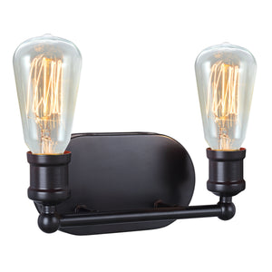 # 62166 Two-Light Metal Bathroom Vanity Wall Light Fixture, 10-7/8" Wide, Transitional Design in Oil Rubbed Bronze