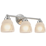 # 62192-1 Three-Light Metal Bathroom Vanity Wall Fixture, 22" W, Transitional Design, Satin Nickel with Faux Alabaster Glass