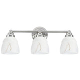 # 62192-1 Three-Light Metal Bathroom Vanity Wall Fixture, 22" W, Transitional Design, Satin Nickel with Faux Alabaster Glass