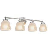 # 62193-1 Four-Light Metal Bathroom Vanity Wall Fixture, 4 3/4" W, Transitional Design, Satin Nickel with Faux Alabaster Glass