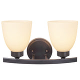 # 62203-2 Two-Light Metal Bathroom Vanity Wall Light Fixture, 13" Wide, Transitional Design in Oil Rubbed Bronze
