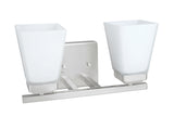 # 62207 Two-Light Metal Bathroom Vanity Wall Light Fixture, 13" Wide, Transitional Design in Satin Nickel