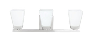 # 62208 Three-Light Metal Bathroom Vanity Wall Light Fixture, 21-1/8" Wide, Transitional Design in Satin Nickel