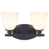 # 62211 Two-Light Metal Bathroom Vanity Wall Light Fixture, 14" Wide, Transitional Design in Oil Rubbed Bronze