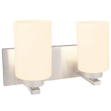 # 62219 Two-Light Metal Bathroom Vanity Wall Light Fixture, 14" Wide, Transitional Design in Satin Nickel