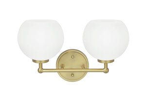 # 62223 Two-Light Metal Bathroom Vanity Wall Light Fixture, 14-1/2" Wide, Transitional Design in Gold