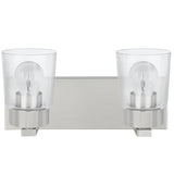 # 62243 Two-Light Metal Bathroom Vanity Wall Light Fixture, 14" Wide, Transitional Design in Brushed Nickel