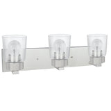 # 62244 Three-Light Metal Bathroom Vanity Wall Light Fixture, 22" Wide, Transitional Design in Brushed Nickel