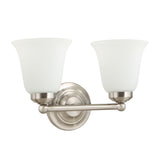 # 62291-1, Bathroom Vanity 2 Lights Fixture, 13-1/2" W x 6" H x 8-1/4" D, Satin Nickel Finish/Frosted Glass Paint White Inside