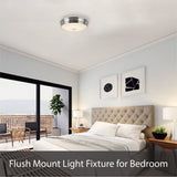 # 63001L LED Large Flush Mount Ceiling Light Fixture, Contemporary Design in Chrome Finish, Frosted Glass Diffuser, 18" Diameter