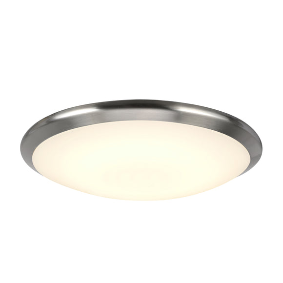 # 63003L-1 LED Large Flush Mount Ceiling Light Fixture, Contemporary Design in Satin Nickel Finish, Frosted Glass Diffuser, 15