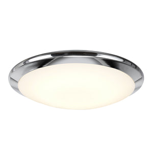 # 63003S-2 LED Small Flush Mount Ceiling Light Fixture, Contemporary Design in Chrome Finish, Frosted Glass Diffuser, 12" Diameter