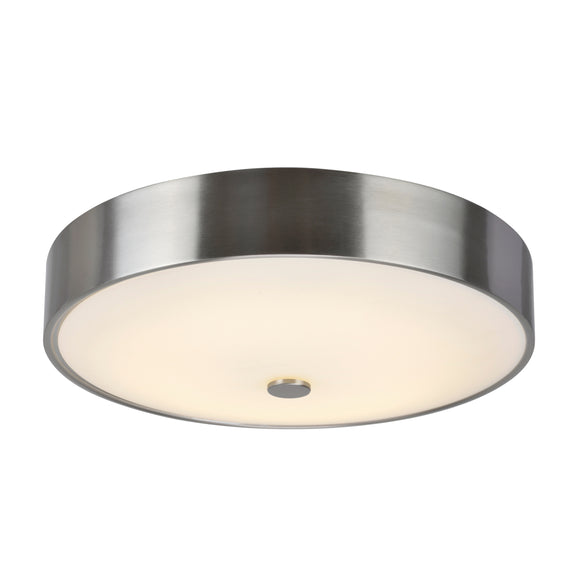 # 63004L-1 LED Large Flush Mount Ceiling Light Fixture, Contemporary Design in Satin Nickel Finish, Frosted Glass Diffuser, 14