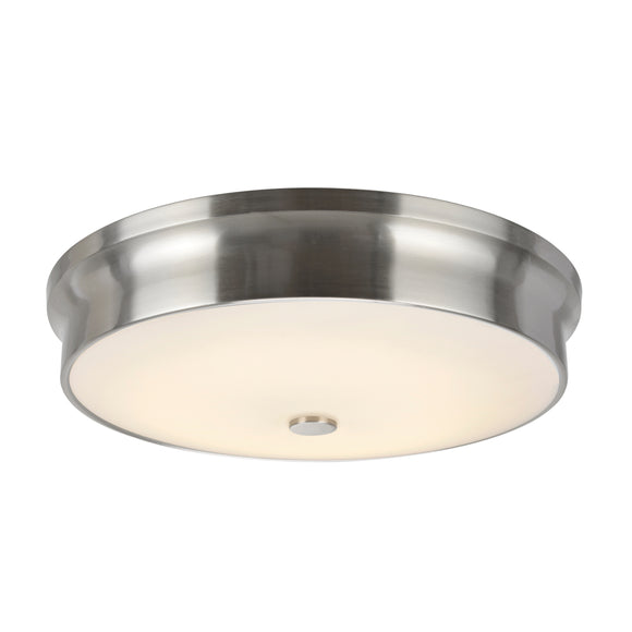 # 63005L-1 LED Large Flush Mount Ceiling Light Fixture, Contemporary Design in Satin Nickel Finish, Frosted Glass Diffuser, 15