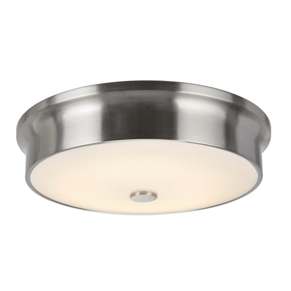 # 63005S-1 LED Small Flush Mount Ceiling Light Fixture, Contemporary Design in Satin Nickel Finish, Frosted Glass Diffuser, 12