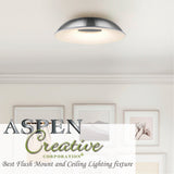 # 63009 LED Flush Mount Ceiling Light Fixture, Contemporary Design in Chrome Finish, Milk White Acrylic Diffuser, 12" Diameter