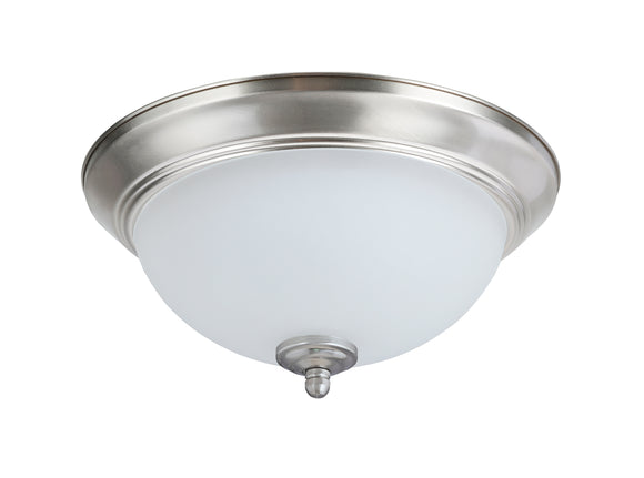# 63017-11 LED Dimmable Flush Mount Ceiling Light Fixture, Transitional Design in Satin Nickel Finish, Frosted Glass Diffuser, 11