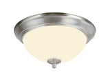 # 63017-11 LED Dimmable Flush Mount Ceiling Light Fixture, Transitional Design in Satin Nickel Finish, Frosted Glass Diffuser, 11" Diameter