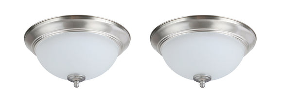 # 63017-12 LED Dimmable Flush Mount Ceiling Light Fixture, Transitional Design in Satin Nickel Finish, Frosted Glass Diffuser, 11