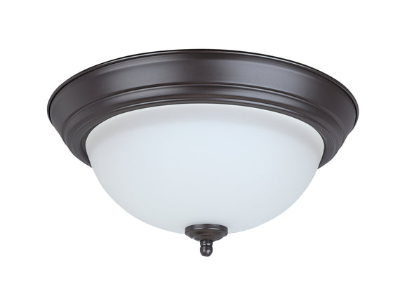 # 63017-21 LED Flush Mount Ceiling Light Fixture, Transitional Design in Bronze Finish, Frosted Glass Shade, 11