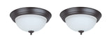 # 63017-22 LED Dimmable Flush Mount Ceiling Light Fixture, Transitional Design in Bronze Finish, Frosted Glass Diffuser, 11" Diameter, 2 Pack