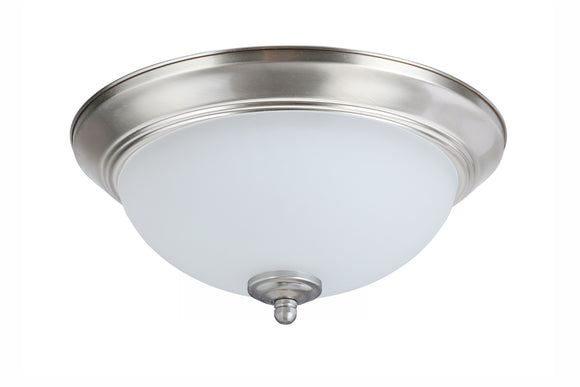 # 63018-11 LED Flush Mount Ceiling Light Fixture, Transitional Design in Satin Nickel Finish, Frosted Glass Diffuser, 13