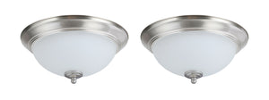 # 63018-12 LED Flush Mount Ceiling Light Fixture, Transitional Design in Satin Nickel Finish, Frosted Glass Diffuser, 13" Diameter, 2 Pack