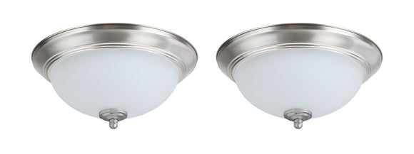 # 63018-12 LED Flush Mount Ceiling Light Fixture, Transitional Design in Satin Nickel Finish, Frosted Glass Diffuser, 13