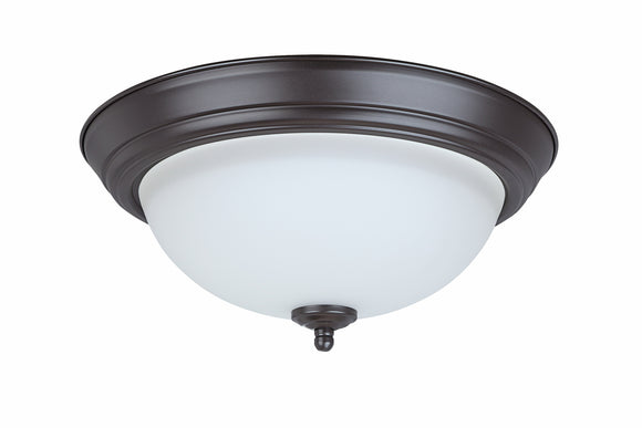 # 63018-21 LED Flush Mount Ceiling Light Fixture, Transitional Design in Bronze Finish, Frosted Glass Shade, 13
