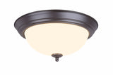 # 63018-21 LED Flush Mount Ceiling Light Fixture, Transitional Design in Bronze Finish, Frosted Glass Shade, 13" Diameter